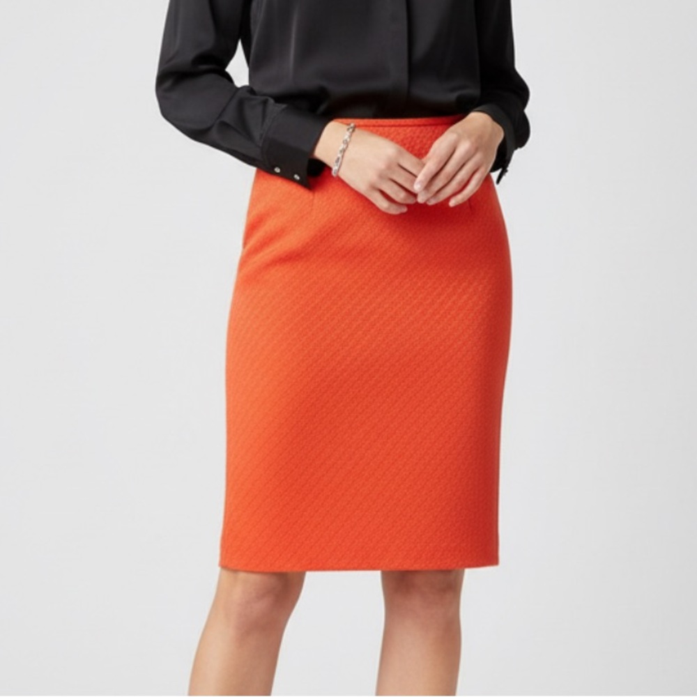 Paprika Orange Braid Textured Pencil Skirt Size 2 XS Small Career Classic Fall